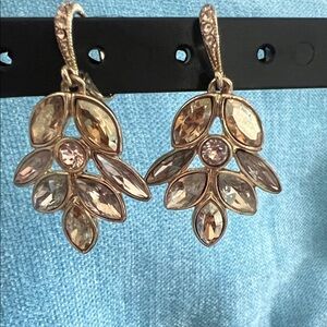 Elegant  Givenchy Clear and light amber Leaf Drop Earrings